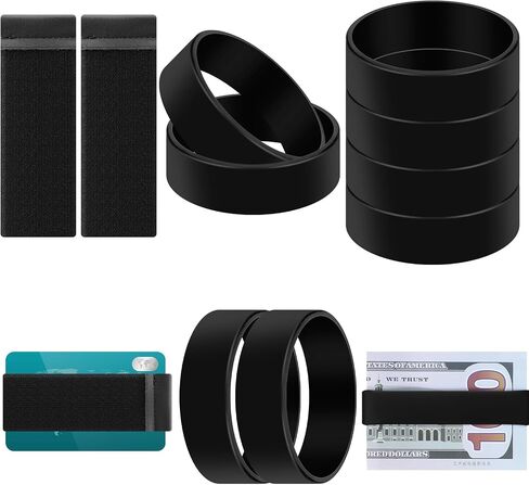 Pangda 10 Pcs Minimalist Wallets Set for Cash Cards 2 Silicone Elastic Wallets Bands 8 Pack Rubber Money Clip Credit Card Holder with Leather Tab Black Replacement Bands for Men Women in Saudi Arabia