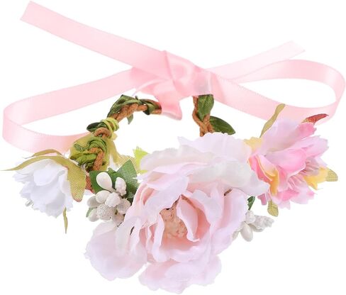Housoutil Pet Flower Flower ، تاج الأزهار الاصطناعية القابلة للتعديل للكلاب ، طوق زهور الزفاف لمهرجان الزفاف الاحتفالات بالتصوير الفوتوغرافي الدعائم in Kuwait