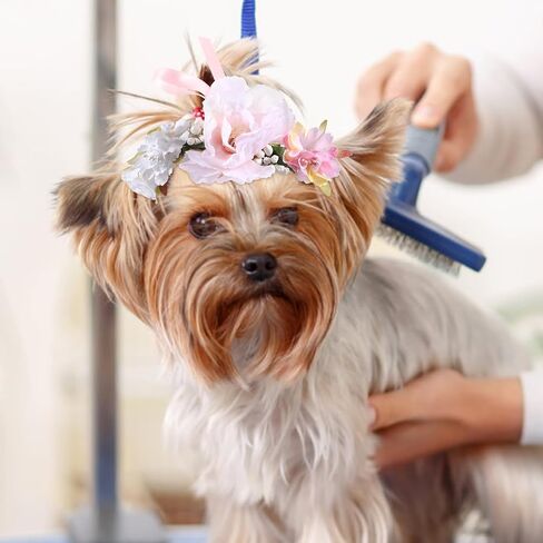 Housoutil Pet Flower Flower ، تاج الأزهار الاصطناعية القابلة للتعديل للكلاب ، طوق زهور الزفاف لمهرجان الزفاف الاحتفالات بالتصوير الفوتوغرافي الدعائم in Kuwait