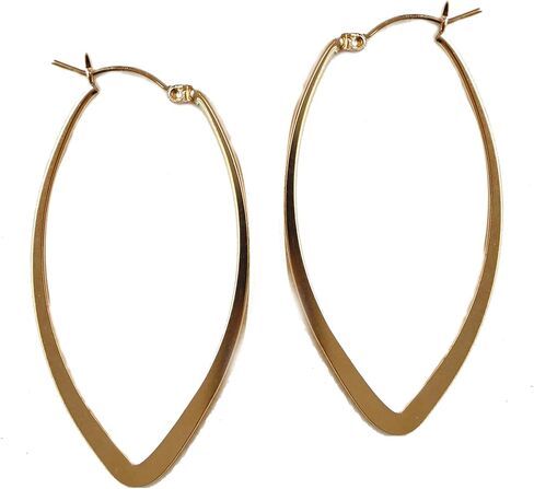 14K Gold Filled Hoop Earrings Flatten Oval Drop JD301 in Saudi Arabia