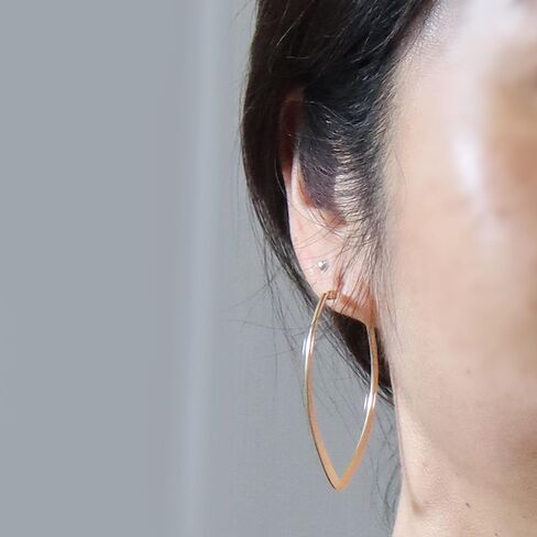 14K Gold Filled Hoop Earrings Flatten Oval Drop JD301 in Saudi Arabia