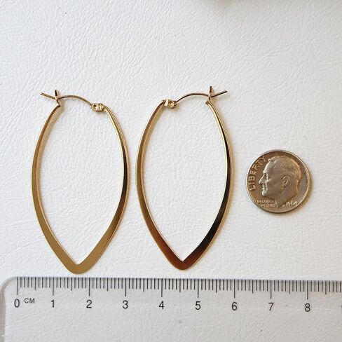 14K Gold Filled Hoop Earrings Flatten Oval Drop JD301 in Saudi Arabia