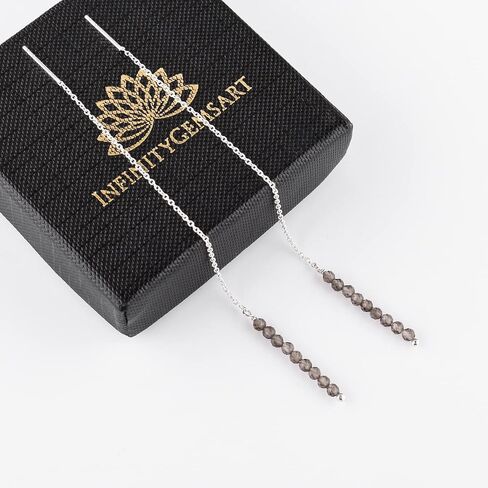 yanara smokey quartz arring ، زوج الخيوط اللذيذة ، حبات الأحجار الكريمة الطبيعية ، أبريل بولدستون كريستال ، هدية للنساء ، بلورات شاكرا شفاء المجوهرات في الفضة مطلي بالفضة in Saudi Arabia