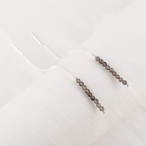 yanara smokey quartz arring ، زوج الخيوط اللذيذة ، حبات الأحجار الكريمة الطبيعية ، أبريل بولدستون كريستال ، هدية للنساء ، بلورات شاكرا شفاء المجوهرات في الفضة مطلي بالفضة in Saudi Arabia