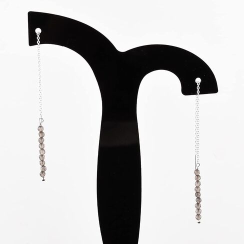 yanara smokey quartz arring ، زوج الخيوط اللذيذة ، حبات الأحجار الكريمة الطبيعية ، أبريل بولدستون كريستال ، هدية للنساء ، بلورات شاكرا شفاء المجوهرات في الفضة مطلي بالفضة in Saudi Arabia