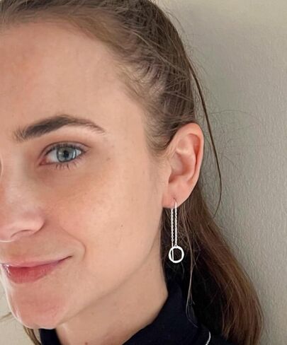 Dainty Threader Earrings for Women - Long Circle Ear Chains - Trendy Chain Earrings in Saudi Arabia