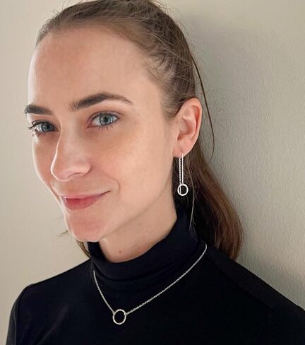 Dainty Threader Earrings for Women - Long Circle Ear Chains - Trendy Chain Earrings in Saudi Arabia