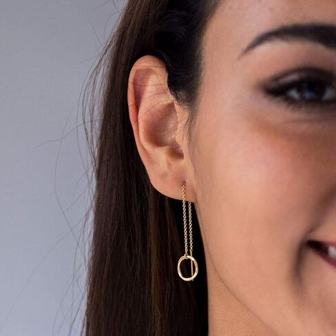 Dainty Threader Earrings for Women - Long Circle Ear Chains - Trendy Chain Earrings in Saudi Arabia