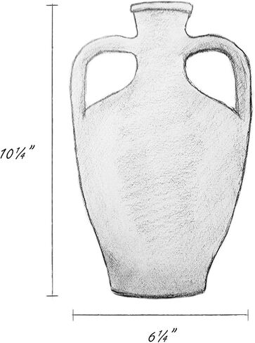 Hierapolis White Travertine Washed Terracotta Double Handled Amphora Water Jug, Clay Pitcher, Wine Carafe, Pottery Jar, Home Decor Vase Gift in Saudi Arabia
