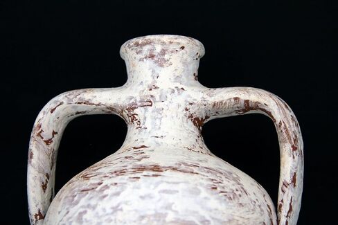 Hierapolis White Travertine Washed Terracotta Double Handled Amphora Water Jug, Clay Pitcher, Wine Carafe, Pottery Jar, Home Decor Vase Gift in Saudi Arabia