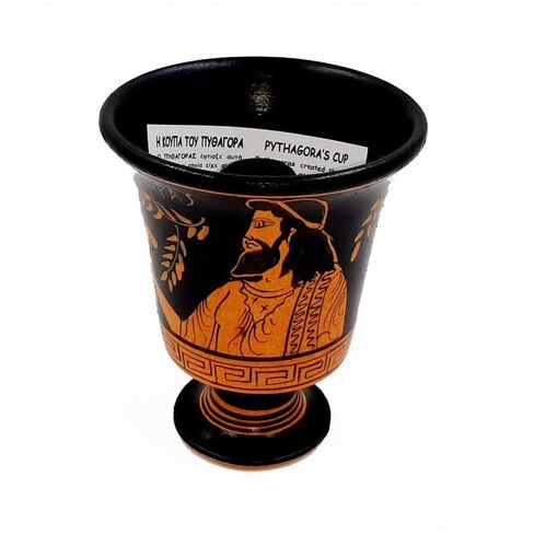 Pythagorean cup,Greedy Cup 11cm,Red Figure painting,Shows Pythagoras in Kuwait