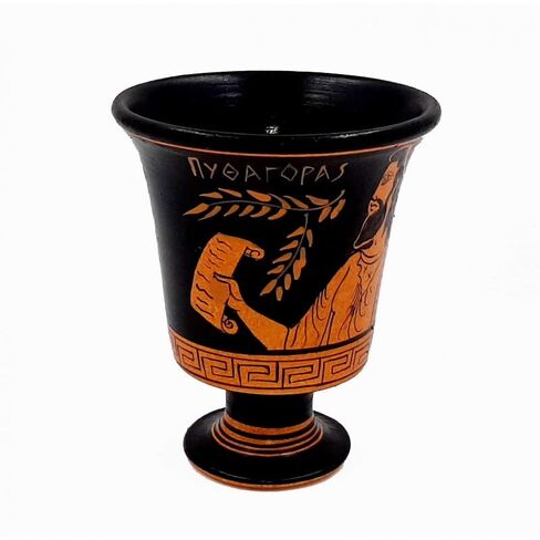 Pythagorean cup,Greedy Cup 11cm,Red Figure painting,Shows Pythagoras in Kuwait
