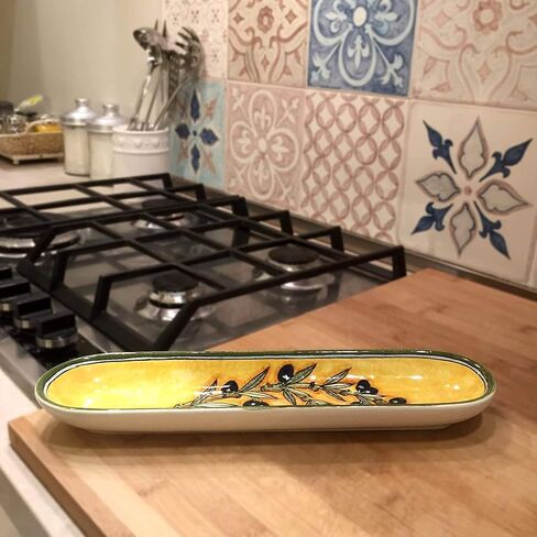 Ceramiche d'Arte Parrini - سيراميك إيطالي يقدم المقبلات صينية الرغيف الفرنسي الزيتون المصنوع في إيطاليا توسكان in Kuwait