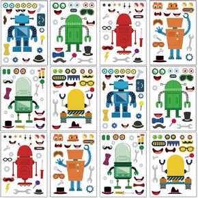 24 ورقة 8.27 '' × 5.9 '' اصنع ملصقات خاصة بك للأطفال الصغار ، وجعل ملصقات الوجه مزيجًا وتطابق مع حصان الديناصورات وحيدات الأطفال للأطفال. in Kuwait