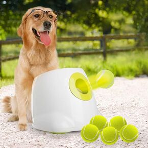 AFP Automatic Ball Launcher for Dogs Interactive Puppy Pet Ball Outdoor Thrower Fetch Machine, 6 Balls Included (2.5 inch) for Medium to Large Dogs, Rechargeable Battery in Saudi Arabia