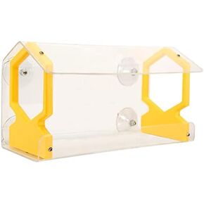 JCS Wildlife Diner Diner 13 Window Feeder - يحمل 4 أكواب بذور الطيور (أصفر) in Kuwait