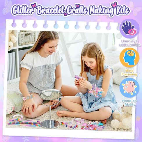 Friendship Bracelet Making Kit for Girls, 5-12 Year Old Girl Birthday Gifts, Arts and Crafts Kits for Kids, Girls Toys Age 5 6 7 8 9 10 Years Old, Kid Jewelry Making Kit with Charm (Butterfly&Flower) in Saudi Arabia