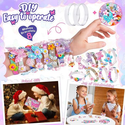 Friendship Bracelet Making Kit for Girls, 5-12 Year Old Girl Birthday Gifts, Arts and Crafts Kits for Kids, Girls Toys Age 5 6 7 8 9 10 Years Old, Kid Jewelry Making Kit with Charm (Butterfly&Flower) in Saudi Arabia
