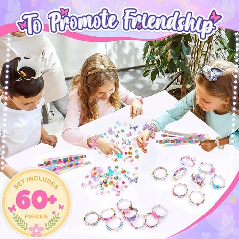 Friendship Bracelet Making Kit for Girls, 5-12 Year Old Girl Birthday Gifts, Arts and Crafts Kits for Kids, Girls Toys Age 5 6 7 8 9 10 Years Old, Kid Jewelry Making Kit with Charm (Butterfly&Flower) in Saudi Arabia
