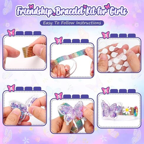 Friendship Bracelet Making Kit for Girls, 5-12 Year Old Girl Birthday Gifts, Arts and Crafts Kits for Kids, Girls Toys Age 5 6 7 8 9 10 Years Old, Kid Jewelry Making Kit with Charm (Butterfly&Flower) in Saudi Arabia