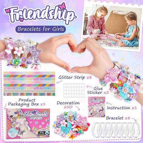 Friendship Bracelet Making Kit for Girls, 5-12 Year Old Girl Birthday Gifts, Arts and Crafts Kits for Kids, Girls Toys Age 5 6 7 8 9 10 Years Old, Kid Jewelry Making Kit with Charm (Butterfly&Flower) in Saudi Arabia