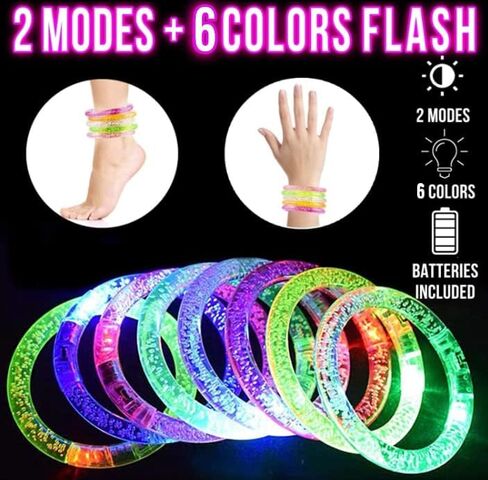 20 حزمة LED LED UP PRACELETS توهج في لوازم الحفلات المظلمة ، سوار ملون ملون يضيء ألعاب هدايا عيد ميلاد أعياد الأكياس جيدة الحشوات. in Saudi Arabia