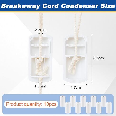 Pangda 10 Pcs Breakaway Cord Condensers White Anti Strangulation Design Window Blinds Pull Cord Safety Baby Proof Compatible with All Horizontal Blinds for Households with Young Kids and Small Pets in Saudi Arabia