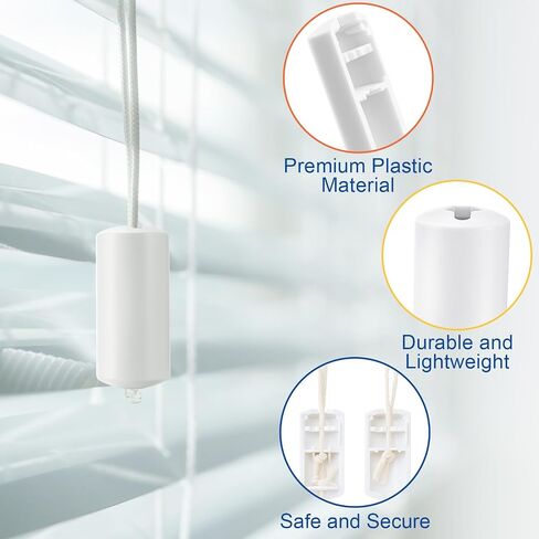Pangda 10 Pcs Breakaway Cord Condensers White Anti Strangulation Design Window Blinds Pull Cord Safety Baby Proof Compatible with All Horizontal Blinds for Households with Young Kids and Small Pets in Saudi Arabia