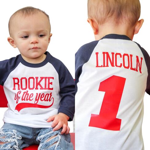 Rookie of the Year First Birthday Outfit - One Year Old Shirt Personalized with Name & Age Jersey Style in Saudi Arabia
