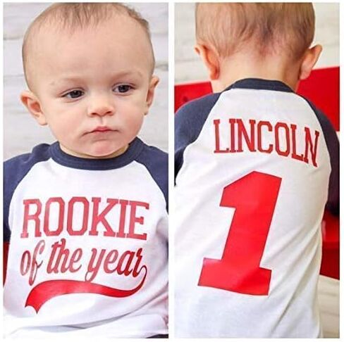 Rookie of the Year First Birthday Outfit - One Year Old Shirt Personalized with Name & Age Jersey Style in Saudi Arabia