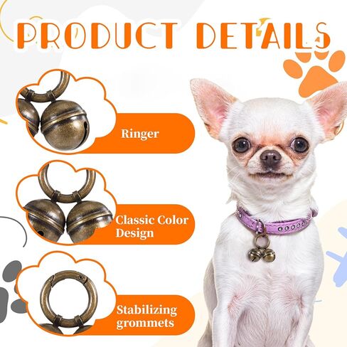 أجراس الكلاب لتتبع الحيوانات الأليفة 2 حزمة صاخبة إضافية Cat Dogs Twlar Bells Copper Bell for Dog Pet Tracker Tracker Pets Exclars - تعرف على أين حيواناتك الأليفة - البرونزية in Saudi Arabia