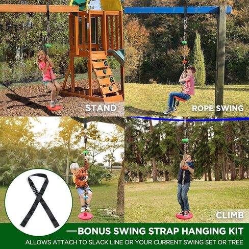 Ninja Obstacle Course for Kids Backyard - 10 Durable Obstacles and 60' Slackline - Outdoor Warrior Obstacle Playset Equipment with Gymnastic Ring, Rope Ladder, Ninja Wheel, Climbing Rope Swing in Saudi Arabia