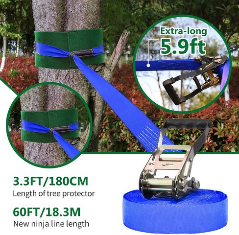 Ninja Obstacle Course for Kids Backyard - 10 Durable Obstacles and 60' Slackline - Outdoor Warrior Obstacle Playset Equipment with Gymnastic Ring, Rope Ladder, Ninja Wheel, Climbing Rope Swing in Saudi Arabia