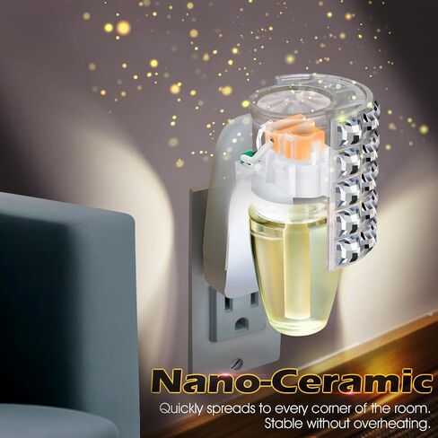 قابس عطر الحائط مع ضوء ليلي، متوافق مع عطر باث آند بودي وركس وول فلاور، موزع روائح الزيوت العطرية على الحائط مع ضوء ليلي للمنزل والمكتب (حجر الراين المستدير، أبيض) in Kuwait