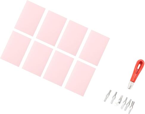 Stamp Making Kit 8pcs Pink Rubber Carving Blocks Linoleum Cutter Kit Linocut Carving Tools for Block Printing Printmaking Supplies in Saudi Arabia