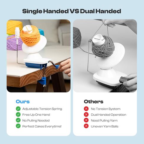Caydo Yarn Wharn مع زنبرك التوتر ، ويندر يدوية واحدة ، 4-7 أوقية أسطوانة كعكة مضغوطة بكفاءة للكروشيه ، الدوار الكرة المحمولة للكروشيات والحياكة ، مساعد جيد لعشاق الحرفية (الأزرق) in Kuwait
