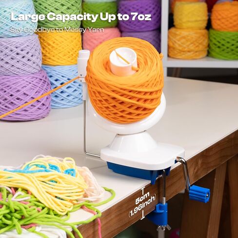 Caydo Yarn Wharn مع زنبرك التوتر ، ويندر يدوية واحدة ، 4-7 أوقية أسطوانة كعكة مضغوطة بكفاءة للكروشيه ، الدوار الكرة المحمولة للكروشيات والحياكة ، مساعد جيد لعشاق الحرفية (الأزرق) in Kuwait