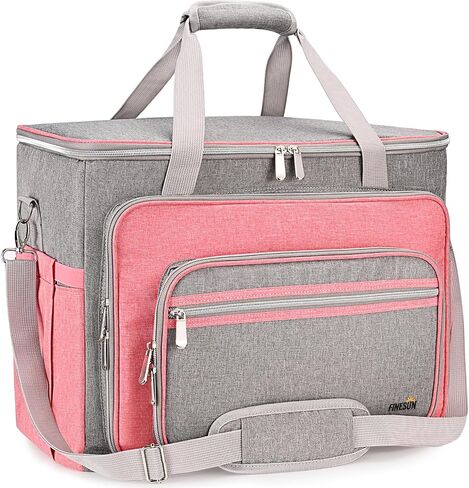 FINESUN Sewing Machine Carrying Case with Multiple Storage Pockets, Universal Tote Bag with Shoulder Strap Compatible with Most Standard Singer, Brother, Janome, Pink in Saudi Arabia