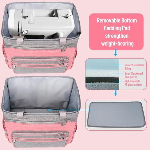 FINESUN Sewing Machine Carrying Case with Multiple Storage Pockets, Universal Tote Bag with Shoulder Strap Compatible with Most Standard Singer, Brother, Janome, Pink in Saudi Arabia