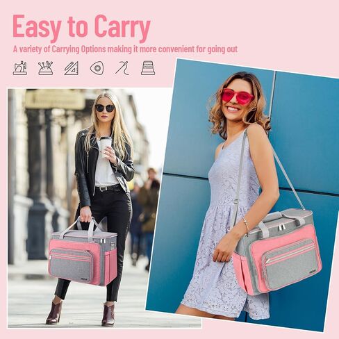 FINESUN Sewing Machine Carrying Case with Multiple Storage Pockets, Universal Tote Bag with Shoulder Strap Compatible with Most Standard Singer, Brother, Janome, Pink in Saudi Arabia