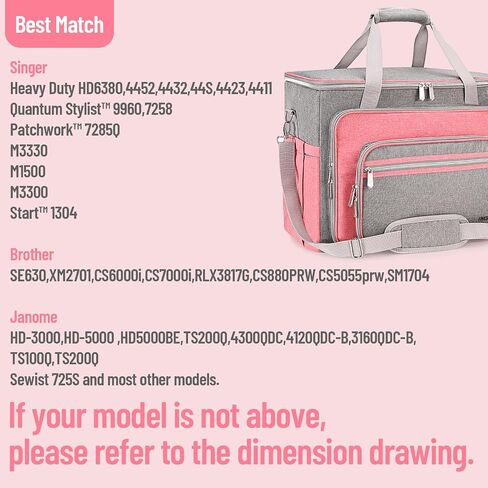 FINESUN Sewing Machine Carrying Case with Multiple Storage Pockets, Universal Tote Bag with Shoulder Strap Compatible with Most Standard Singer, Brother, Janome, Pink in Saudi Arabia