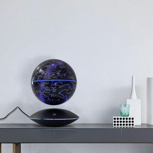 6 "كرة مكافحة مغناطيسية ، 360 درجة ، كرات جغرافية دوارة تدوير كرات مع LED مع LED عائم الرفع المغناطيسي العائم لغرفة دراسة مكتب المكتب المنزلي (ضوء الذهب/لون واحد) in Kuwait