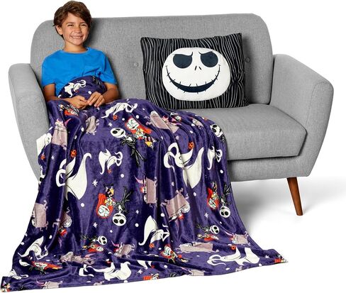 Disney Nightmare Before Christmas, Jump Scare, Silk Touch Throw Blanket, 50 x 60 inches with Plush Pocket Pillow, 14 x 20 inches in Saudi Arabia