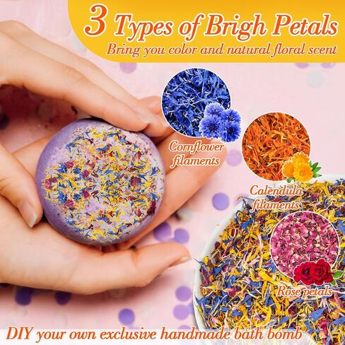 MAQIHAN Brilliant Flower Petal Blend - 3oz Mix of Calendula,Cornflower & Rose Petals,Natural Dried Floral Blend for Soap,Candle,Bath Bombs,Sachets,Confetti Garnish & Decor in Saudi Arabia