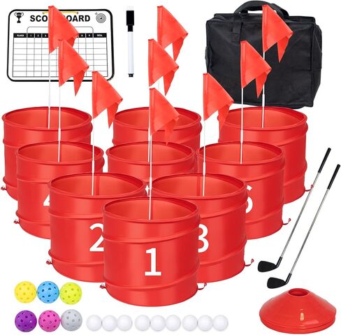 9 PCS Backyard Golf Golf Outdoor Game مع ناديين - لعبة غولف في الهواء الطلق للبالغين والعائلة ، والشاطئ ، والتخييم ، والعشب ، والمتنزه in Saudi Arabia