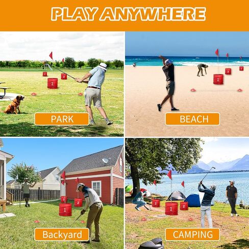 9 PCS Backyard Golf Golf Outdoor Game مع ناديين - لعبة غولف في الهواء الطلق للبالغين والعائلة ، والشاطئ ، والتخييم ، والعشب ، والمتنزه in Saudi Arabia