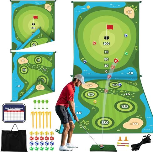 لعبة لعبة Golf Golf Chipping ، حصيرة معركة لزجة Golf Pro مع 20 كرة لاصقة و 4 رهان ، ألعاب تقطيع الفناء الخلفي للأطفال البالغين في الهواء الطلق والداخلي in Kuwait