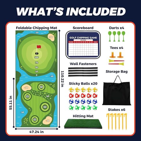 لعبة لعبة Golf Golf Chipping ، حصيرة معركة لزجة Golf Pro مع 20 كرة لاصقة و 4 رهان ، ألعاب تقطيع الفناء الخلفي للأطفال البالغين في الهواء الطلق والداخلي in Kuwait