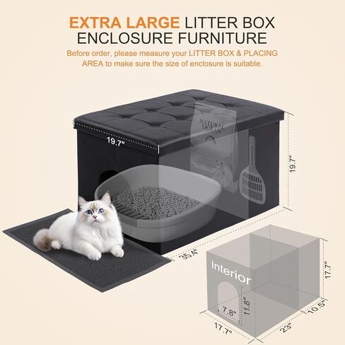 MEEXPAWS Cat Litter Box Enclosure Furniture Odor Control, Extra Large in Kuwait