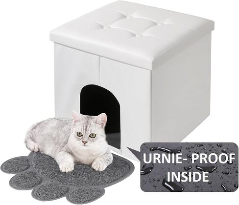 MEEXPAWS Cat Litter Box Enclosure Furniture Hidden, Cat Washroom Bench Storage Cabinet | Extra Large 35.4'' x 19.7'' x 19.7''| Dog Proof | Waterproof Inside/Easy Clean | Easy Assembly | Odor Control in Kuwait